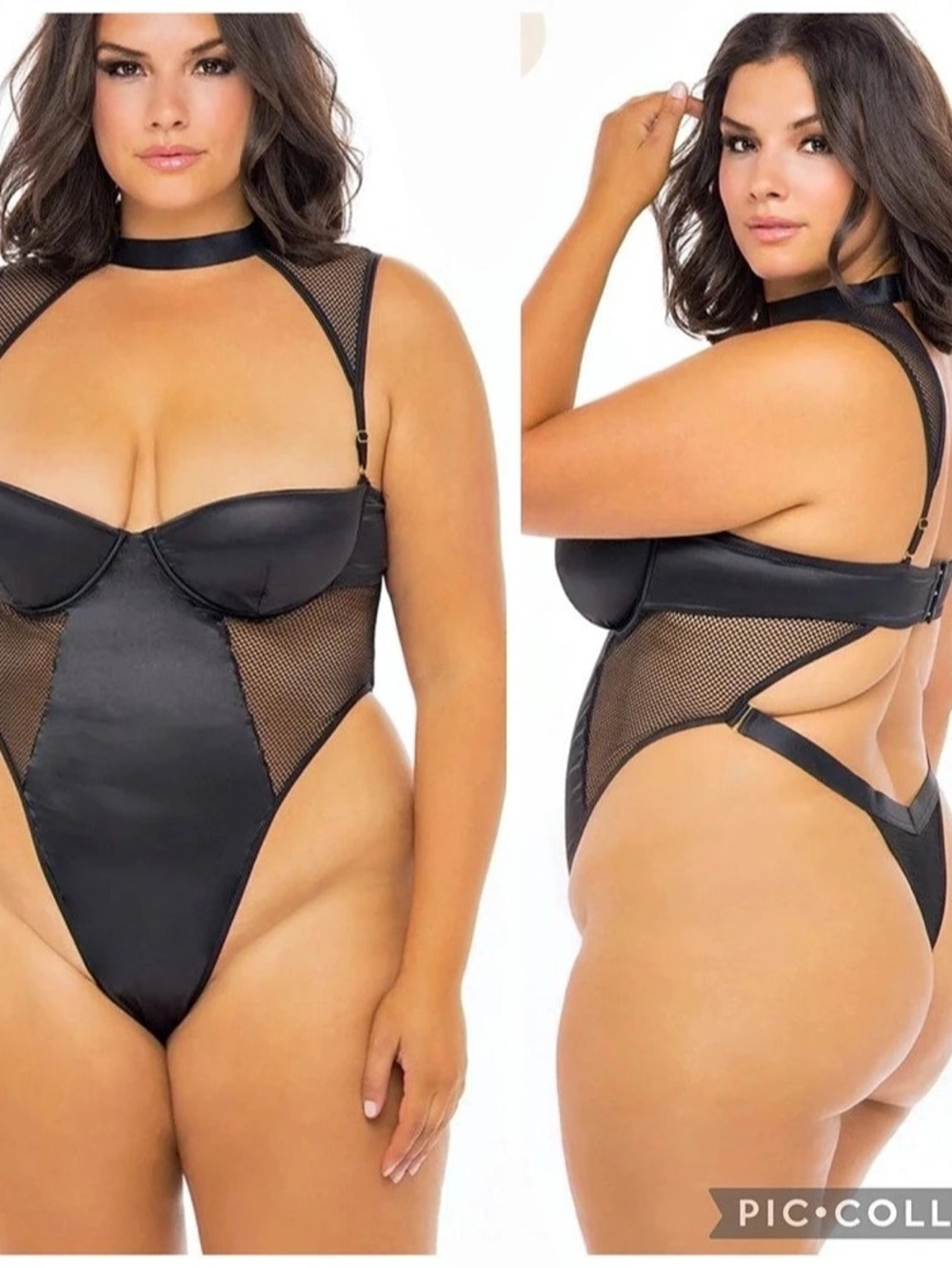 Oh La Cheri Plus Size Josephine Teddy Black Mesh Teddy size 1X